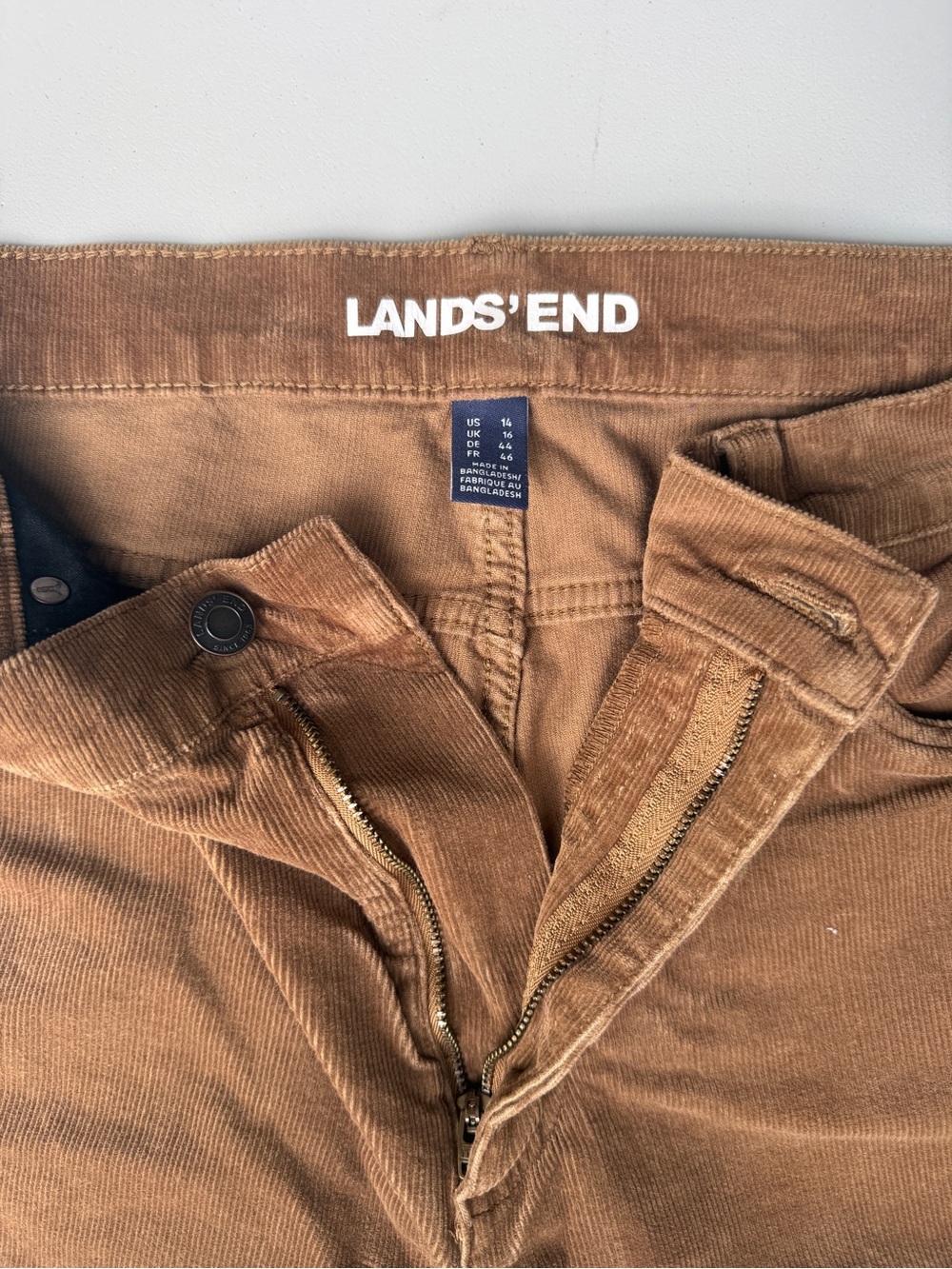 Lands' End women’s Corduroy Pants in Caramel Brown, size 14